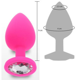 Plug anale maxi in silicone con pietra Diamond Booty Jewel Large pink