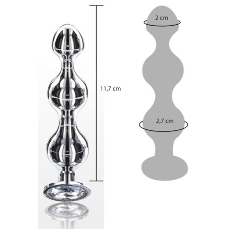 Plug anale a sfere in metallo con pietra Diamond Star Beads Medium