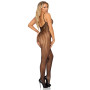 Bodystocking tuta a rete con aperture seamless crochet noir