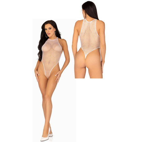 Body perizoma intimo donna a rete Net Snap Crotch Tank Bodysuit