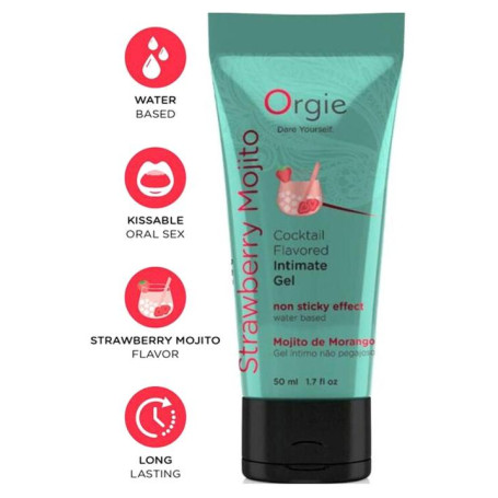 Lubrificante vaginale anale baciabile ORGIE COCKTAIL FRAGOLA MOJITO 50 ML