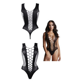 Body per donna bodystocking Contrast Fence Net Teddy