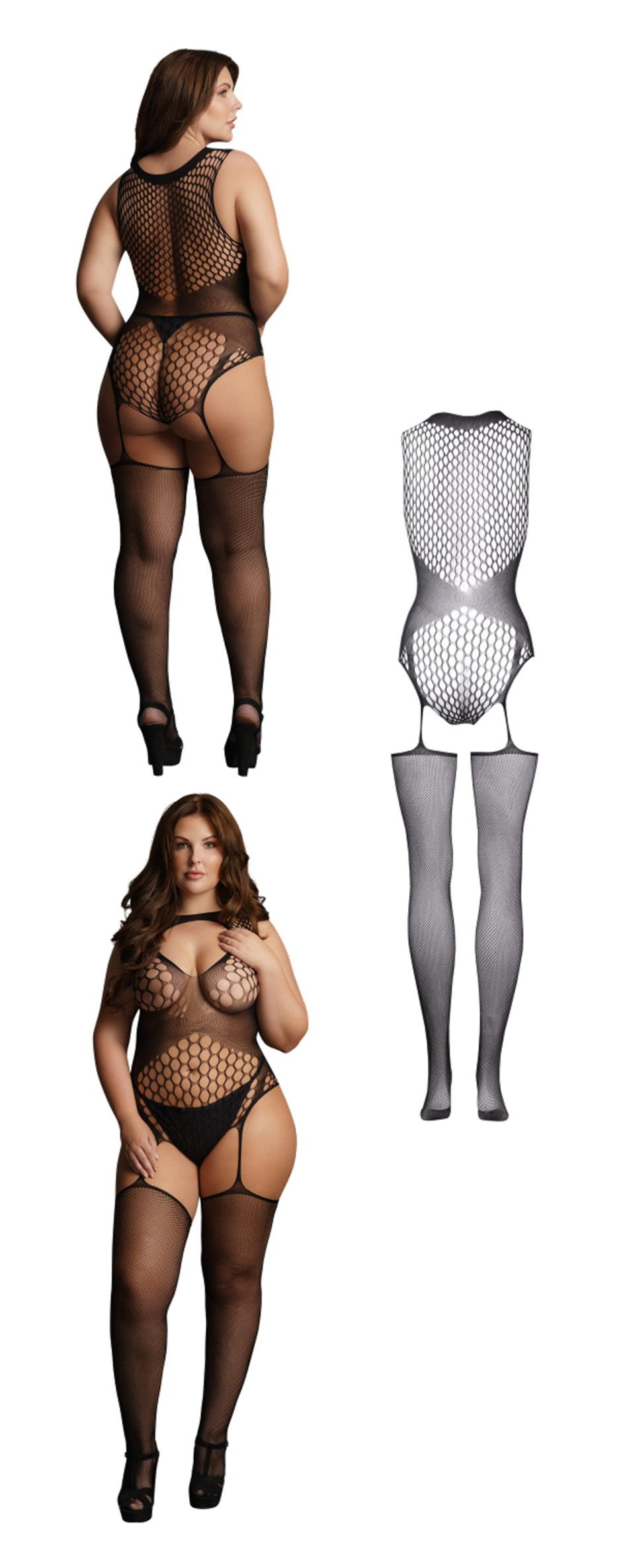 Bodystocking per donna intimo body trasparente taglie forti lingerie hot erotico - Foto 24 di 31