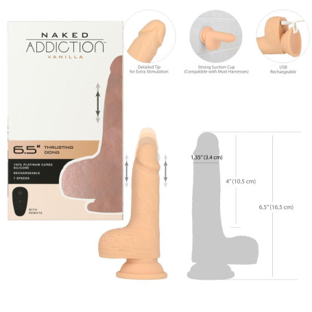 Fallo realistico in silicone con ventosa vaginale anale cup 6.5" Thrusting Dong RC