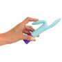 Vibratore doppio vaginale clitoride anale capezzoli perineo in silicone bunt light blue