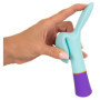 Vibratore doppio vaginale clitoride anale capezzoli perineo in silicone bunt light blue