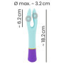 Vibratore doppio vaginale clitoride anale capezzoli perineo in silicone bunt light blue